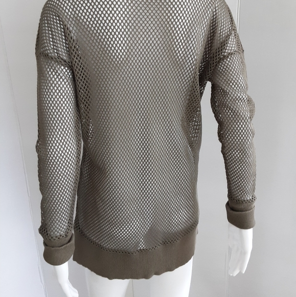 BANANA REPUBLIC ARMY GREEN MESH LONG SLEEVE TUNIC TEE SHIRT SZ XS - Picture 5 of 7